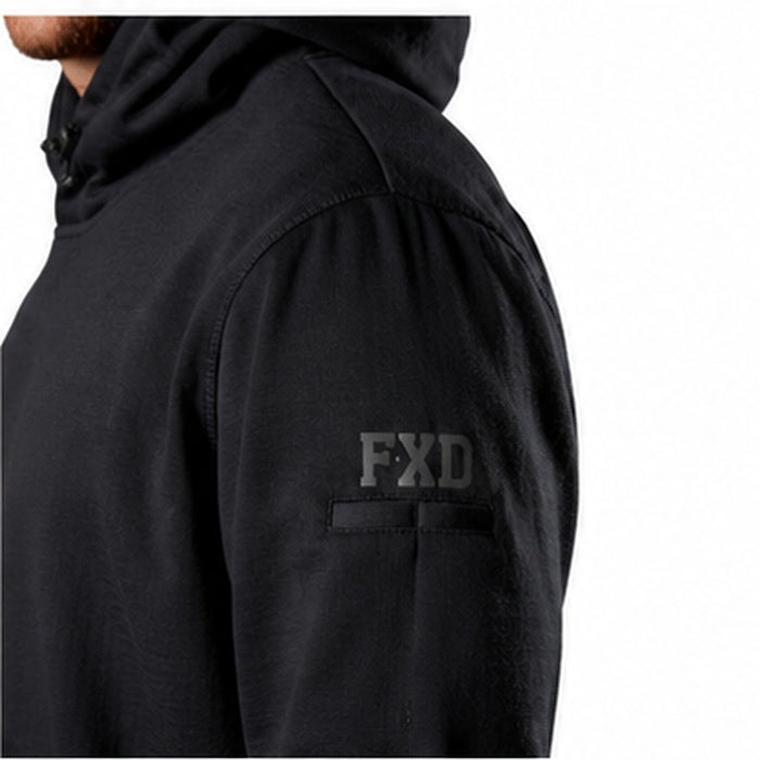 FXD WF-1 Work Fleece Hoodie - Black - Shoulder Logo Detail View