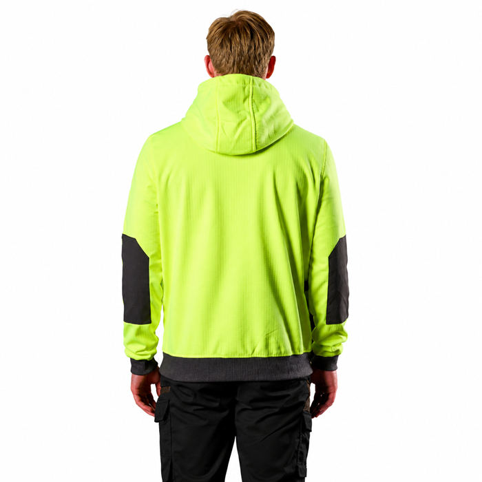 FXD WF-1 Work Fleece Hoodie - Hi Vis Yellow - Back View