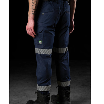 FXD WP-12CT Reflective Taped Elastic Waist Stretch Ripstop Pant - Navy - Angled Rear View