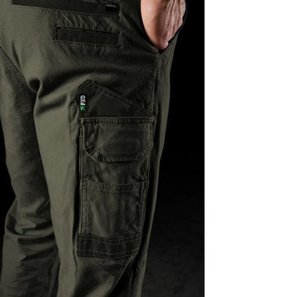 Mens olive green side pocket view FXD WP-3 Stretch Work Pant