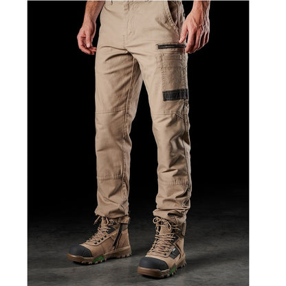 Mens khaki beige front angle view FXD WP-3 Stretch Work Pant