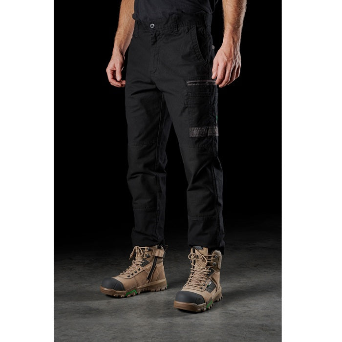 Mens black classic cargo pants FXD WP-3 Stretch Work Pants front angle vew