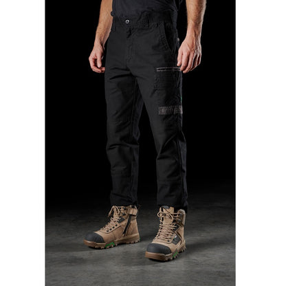 Mens black classic cargo pants FXD WP-3 Stretch Work Pants front angle vew