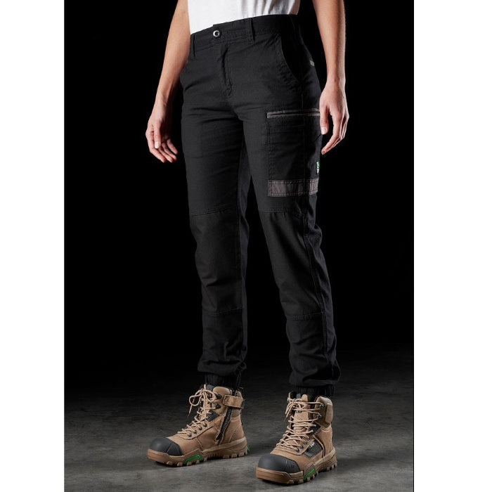 FXD WP-4W Womens Stretch Cuffed Pant - Black - Angled Front View