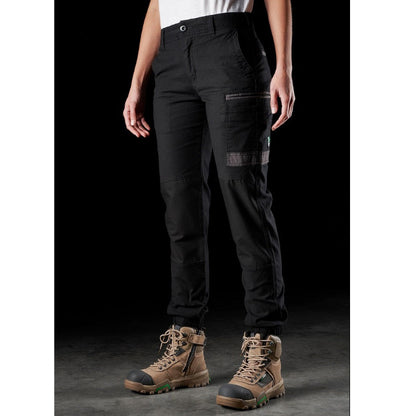FXD WP-4W Womens Stretch Cuffed Pant - Black - Angled Front View