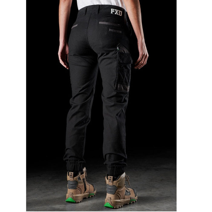 FXD WP-4W Womens Stretch Cuffed Pant - Black - Angled Rear View