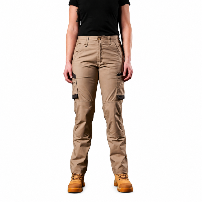 FXD WP-7W Womens Stretch Ripstop Work Pants - Khaki - Front View