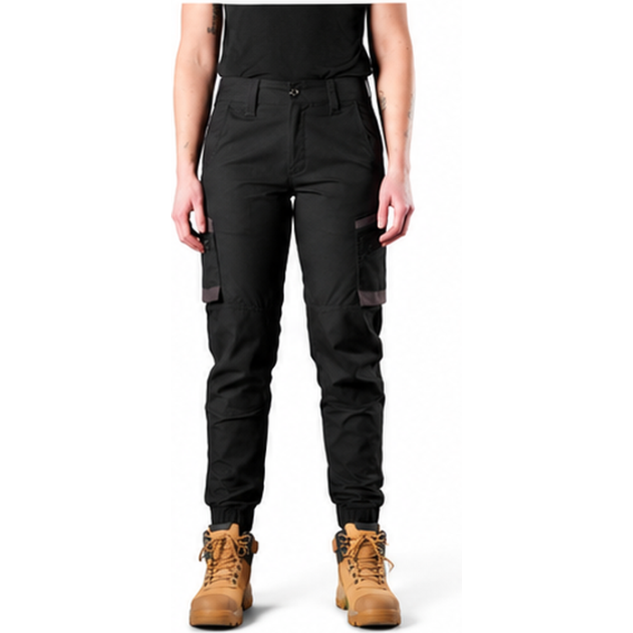 FXD WP-8W Womens Stretch Ripstop Work Pants - Black - Front View