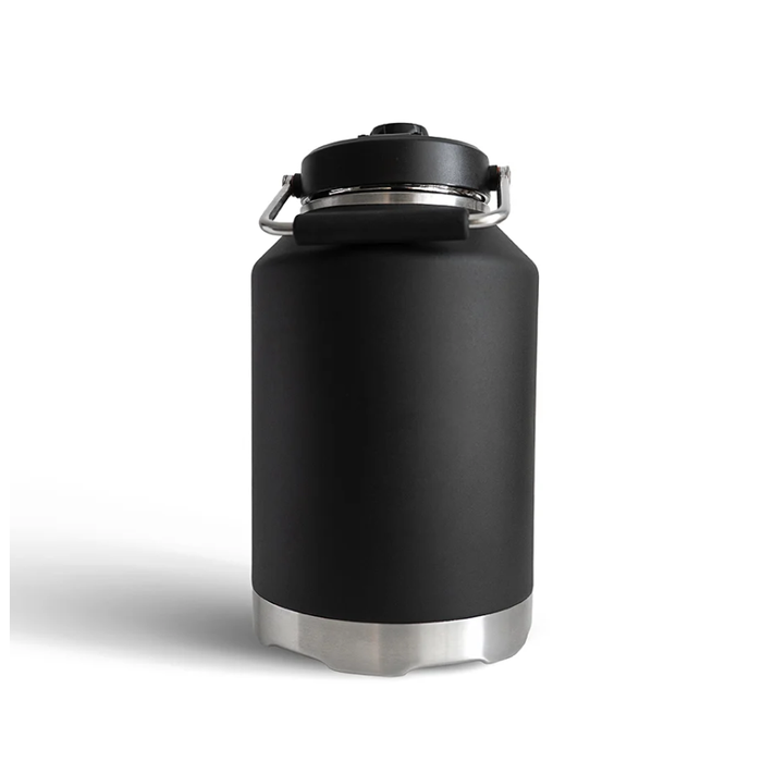 Dark hour black all day cooling stainless steel trades or weekend water bottle  wide spout dual function lid. Fridgy 5.5L Megamate
