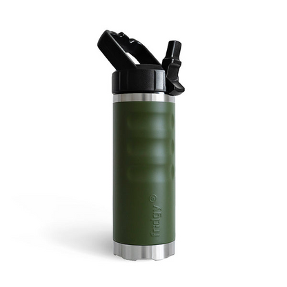 commando olive green colour small drink bottle triple insulated hot and cold Fridgy FRI540 540 Grip Bottle With Sipper Lid