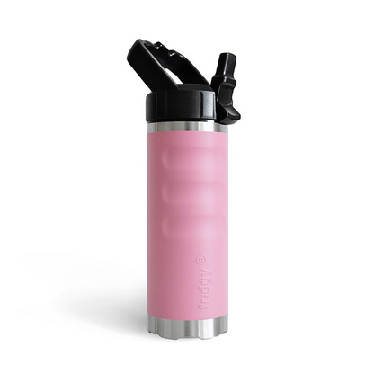 dusty pink coloured drop proof and insulated for cooling Fridgy FRI540 540 Grip Bottle With Sipper Lid