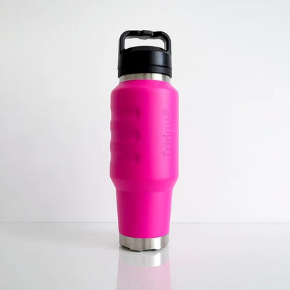 Firey rose hot pink stainless steel premium insulated Fridgy FRI1000CRUISE 1L Cruise Range With Guzzler Lid drink bottle