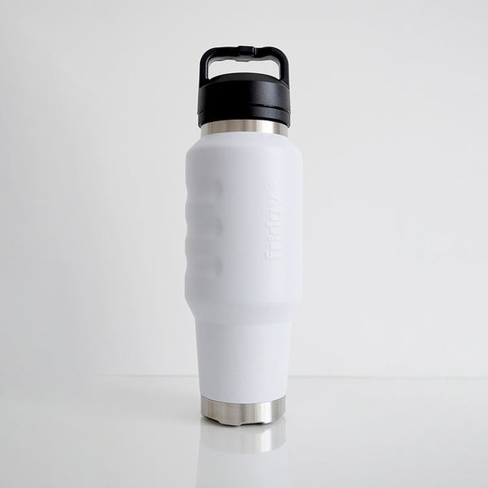 White artic coloured Copper lined for enhanced temperature retention, insulated drink bottle Fridgy FRI1000CRUISE 1L Cruise Range With Guzzler Lid