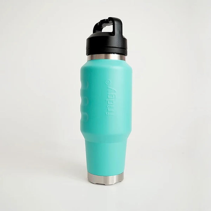 Aqua Marine coloured anti slip temperature regulated stainless steel drink bottle, Fridgy FRI1000CRUISE 1L Cruise Range With Guzzler Lid