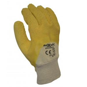 Maxisafe GYL108 Premium Glass Grippa Glove 9/L - Yellow/Grey - Back-of-Hand View