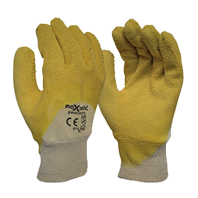 Maxisafe GYL108 Premium Glass Grippa Glove 9/L - Yellow/Grey - Palm and Back View