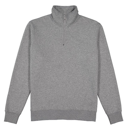 Gray half-zip sweatshirt on a white background