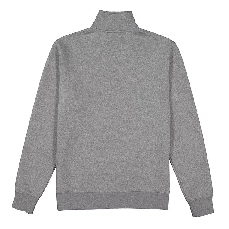 Gray half-zip sweatshirt on a white background