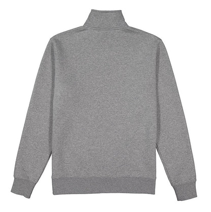 Gray half-zip sweatshirt on a white background