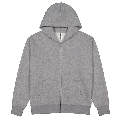 Gray hoodie with a zipper on a white background