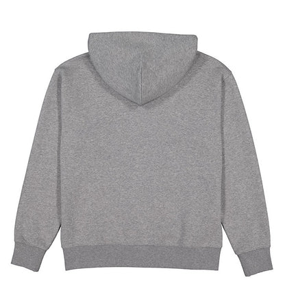 Gray hoodie shown from the back on a white background