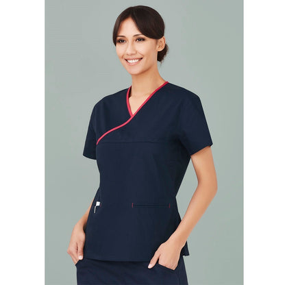 Biz Care H10722 Ladies Crossover Scrubs Top