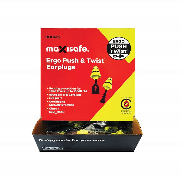 Maxisafe Hhu632 Ergo Push And Twist Uncorded Earplugs – Class 4