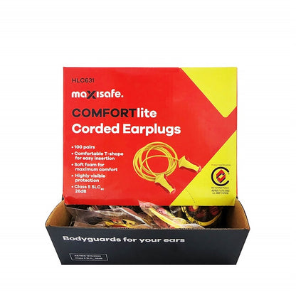 Maxisafe HLC631 COMFORTlite T-Shaped Corded Earplugs - Class 5