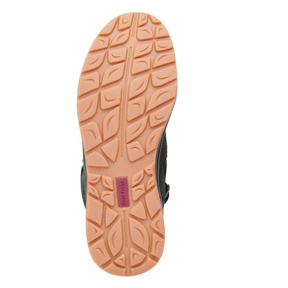 Close-up of a sandal sole with tread pattern on a white background