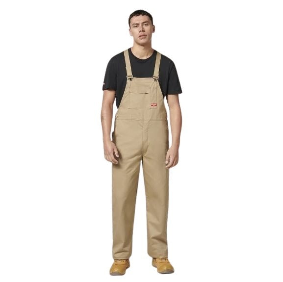 Hard Yakka Y01010 Bib & Brace Cross Back Cotton Overall - Khaki - Front Model View