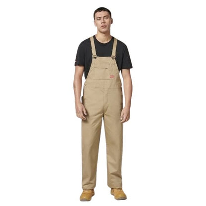 Hard Yakka Y01010 Bib & Brace Cross Back Cotton Overall - Khaki - Front Model View