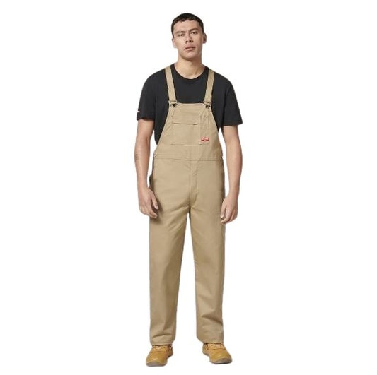 Hard Yakka Y01010 Bib & Brace Cross Back Cotton Overall - Khaki - Front Model View