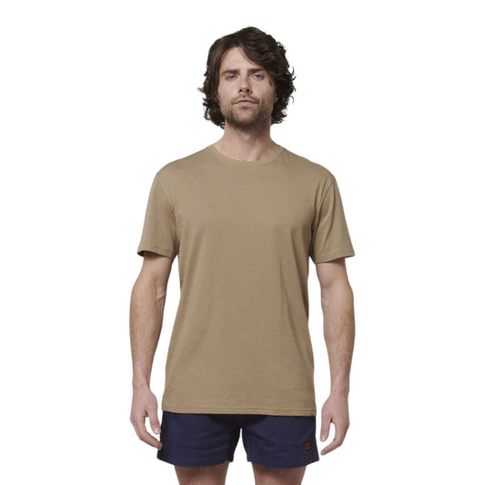 Mens khaki australian cotton Hard Yakka Y19251 Core Tee front view