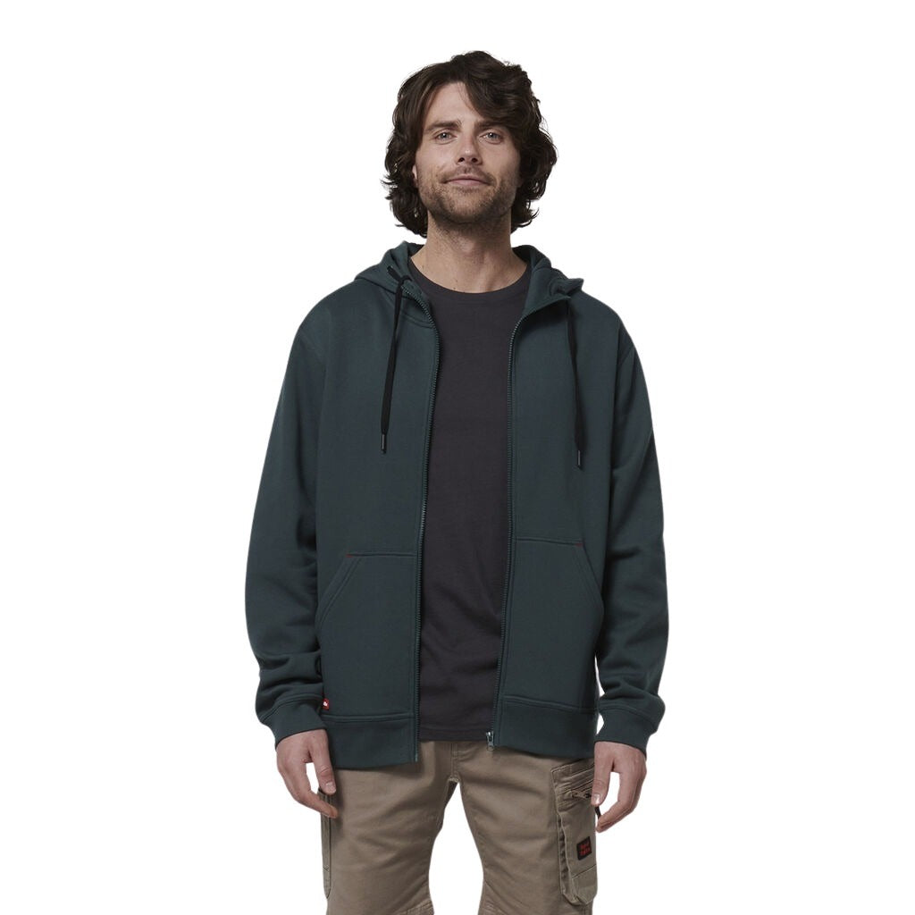 Hard Yakka Y19542 Core Fleece Zip Hoodie - Green - Front Model View