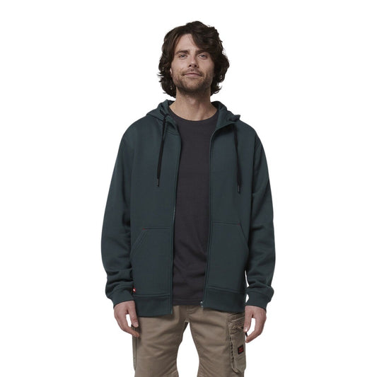 Hard Yakka Y19542 Core Fleece Zip Hoodie - Green - Front Model View