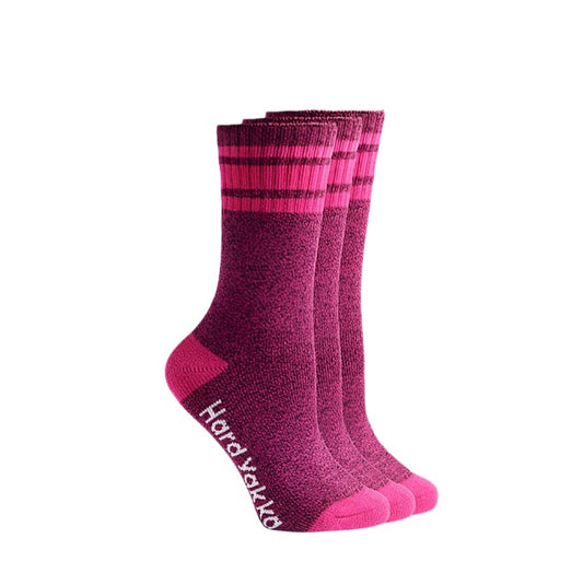 black pink and pink marle womens Hard Yakka Y26455 Womens Bamboo Sock 3 Pack front view