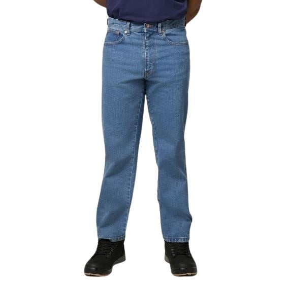Hard Yakka Y43245 Mustang Regular Fit Stretch Work Jean - Stonewash - Front Model View