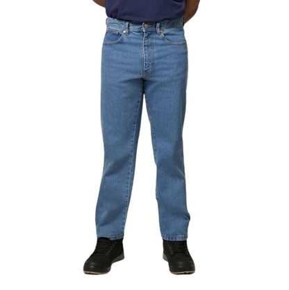 Hard Yakka Y43245 Mustang Regular Fit Stretch Work Jean - Stonewash - Front Model View