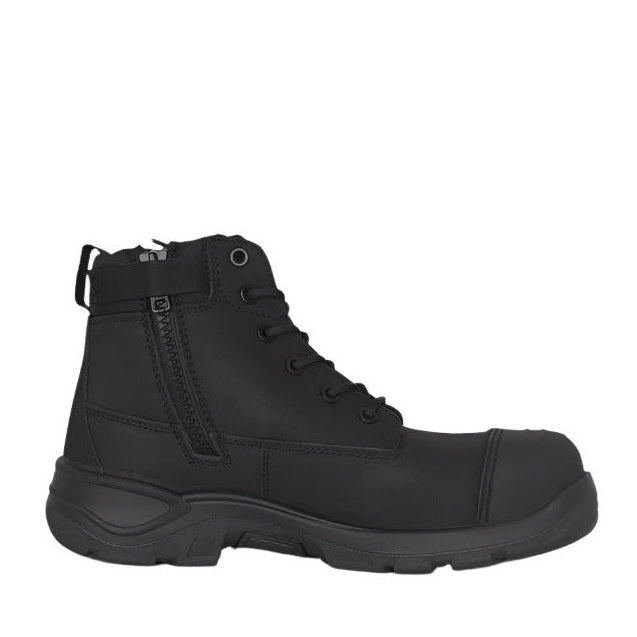 Hard Yakka Y60360 ToughMaxx 6Z Steel Toe Safety Boots - Black - Zip Side View