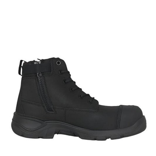 Hard Yakka Y60360 ToughMaxx 6Z Steel Toe Safety Boots - Black - Zip Side View