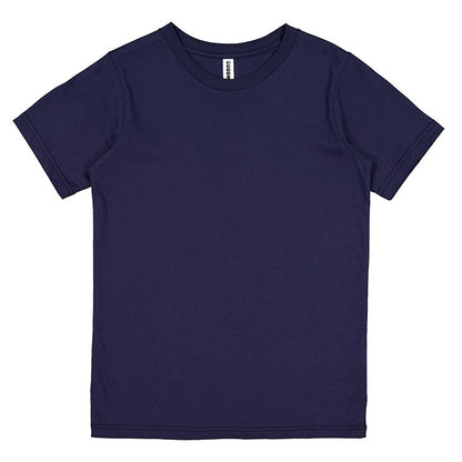 Navy blue t-shirt on a white background