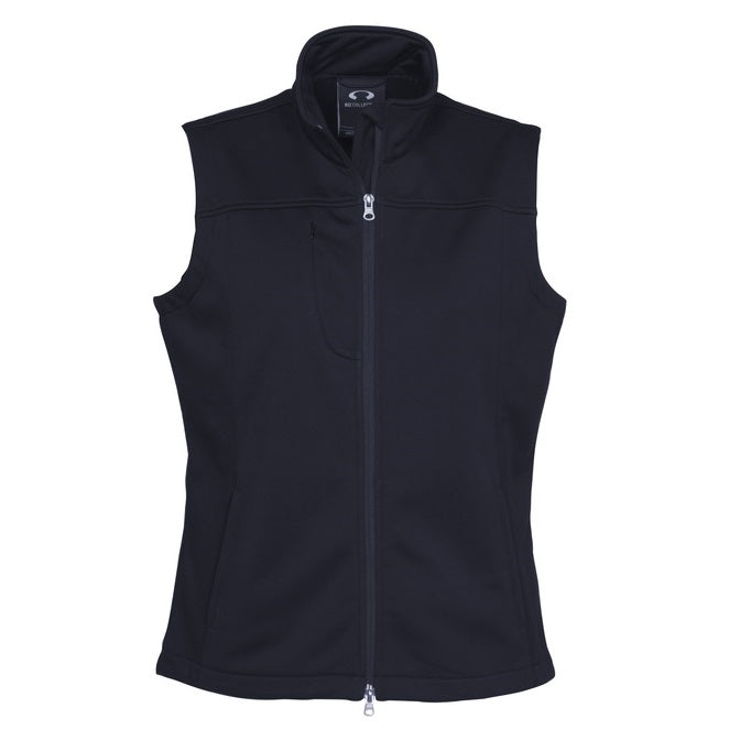 womens navy zip front water repellant wind proof modern fit everyday Biz Collection J29123 Ladies Soft Shell Vest