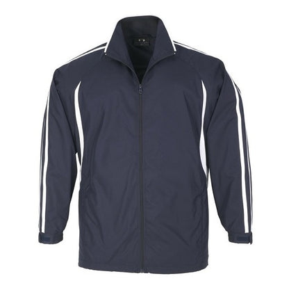 mens or womens unisex navy with white accents zip up modern fit modern collar adjustable cuffs  corporate teams Biz Collection J3150 Flash Mens Jacket
