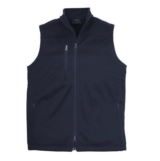 Mens navy zip down water repellant wind proof fleece Biz Collection J3881 Mens Softshell Vest