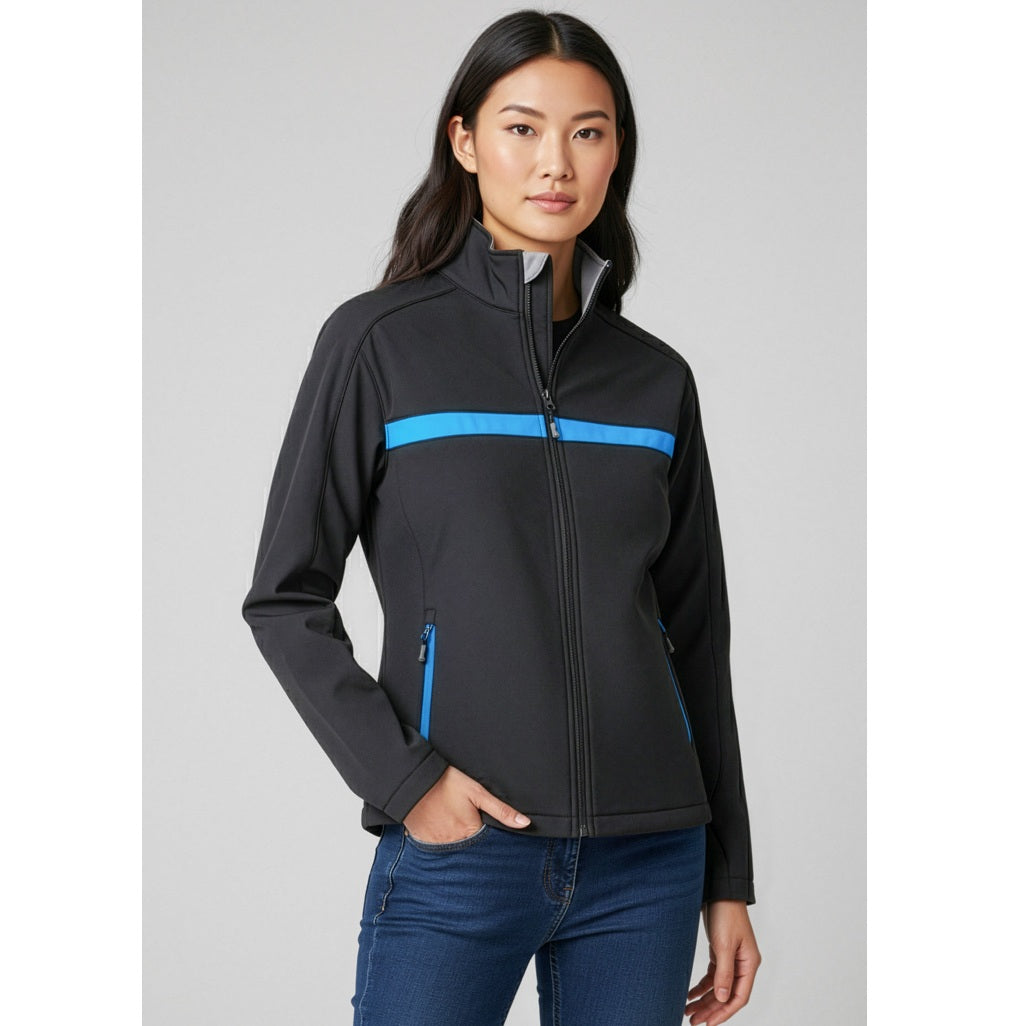 Biz Collection J510M Charger Unisex Softshell Jacket - Black/Royal Blue/Grey - Model View