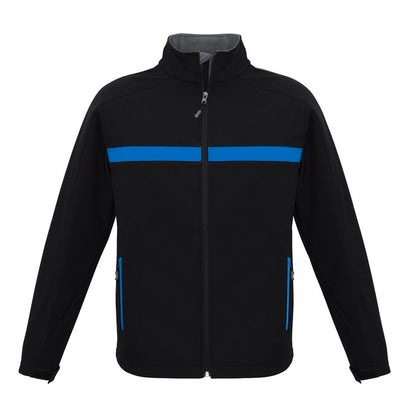 Unisex mens or womens black with royal blue and grey warm fleece windproof Biz Collection J510M Charger Unisex Softshell Jacket