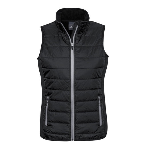 Womens black and charcoal  warm fleece front zip  Biz Collection J616L Womens Stealth Tech Vest