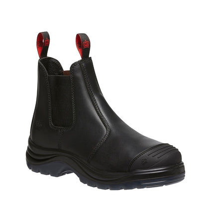 KingGee K25250 Tradie Gusset Elastic Sided Safety Boots - Men's safety pull on black anti-static work boots
