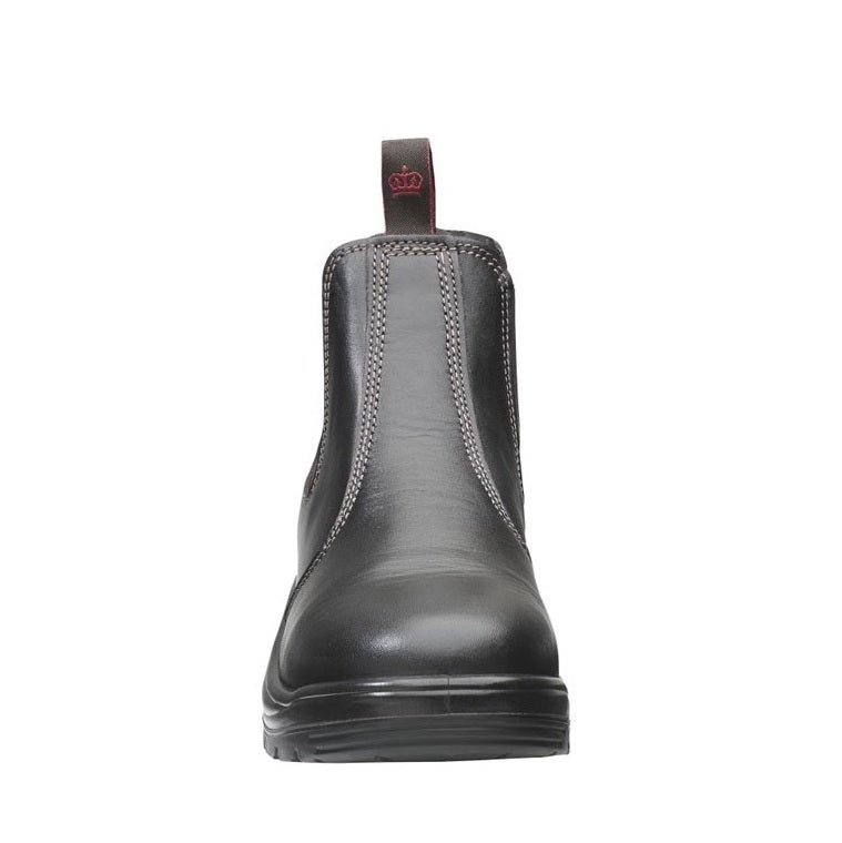 Black rubber boot on a white background