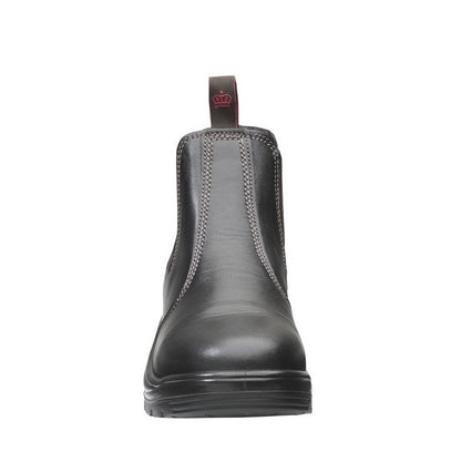 Black rubber boot on a white background
